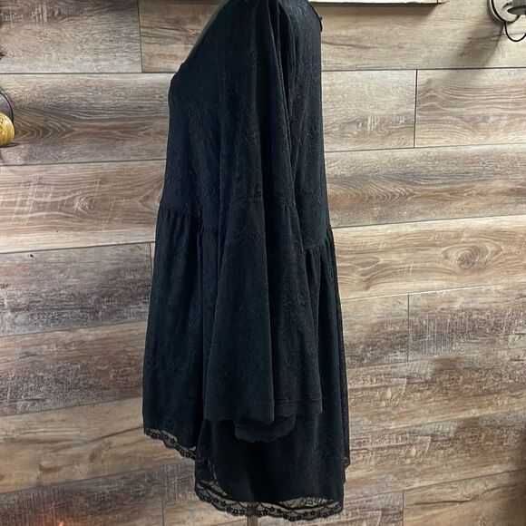TORRID Womens Plus Size Black Lace BabyDoll Flare Long Sleeves Blouse Size 3 - Picture 8 of 11